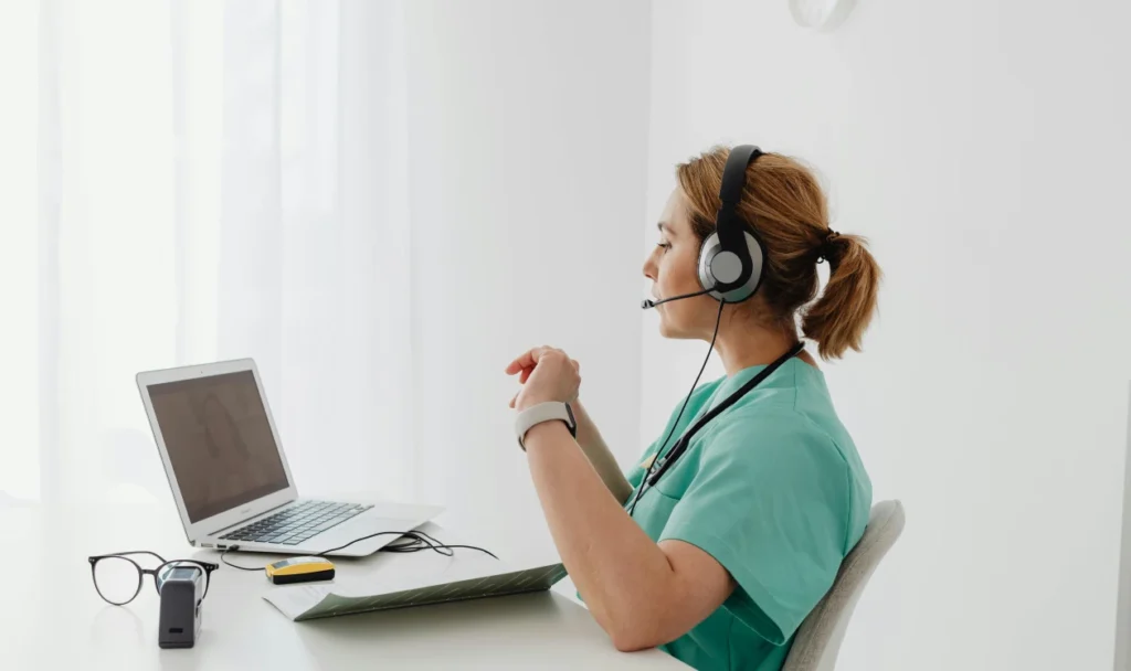 Dentist during a complimentary virtual consultation